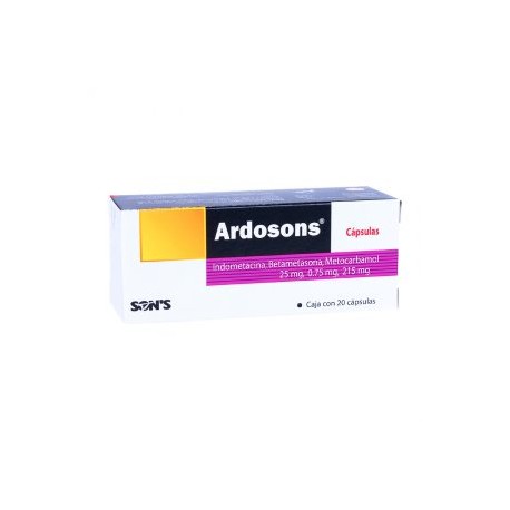 ARDOSONS INDOMETACINA/BETAMETASONA/METOCARBAM 20 CAP 25MG/0.75MG/215MG