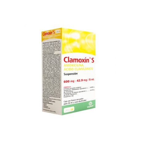 CLAMOXIN S AMOXICILINA/ACIDO CLAVULANICO 50 ML 600MG/42.9MG